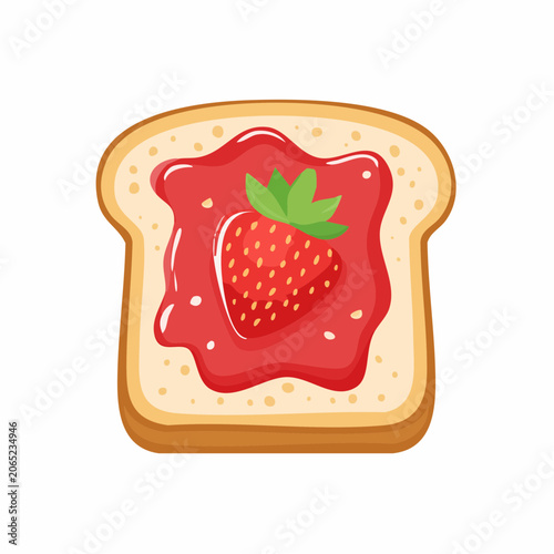 Toast with Strawberry Jam and Strawberry Slice