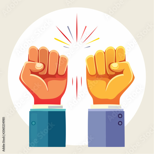 Two Fists Raised in Victory or Protest