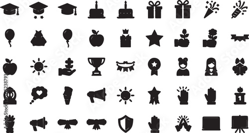 Tableau sur toile Icon set of celebratory and educational elements for schools and events with cel