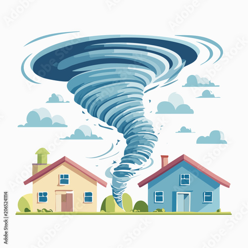 Tornado Threatening Houses
