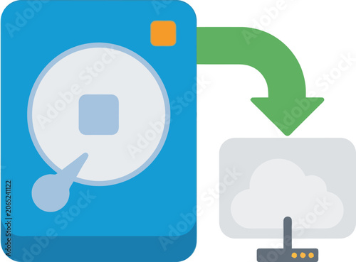 Smartphone uploading data to cloud storage.