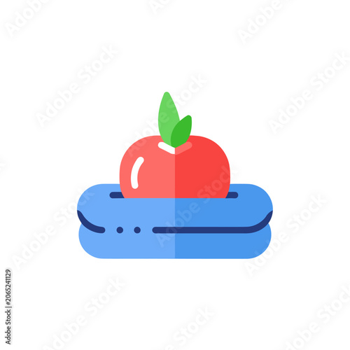 Smartphone with a red apple on top.