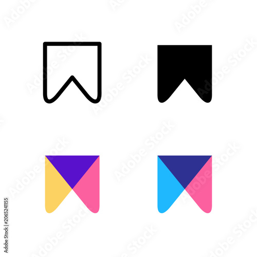 Modern bookmark UI vector icon featuring a simple and clean design for saving content, favorites, and user interface applications