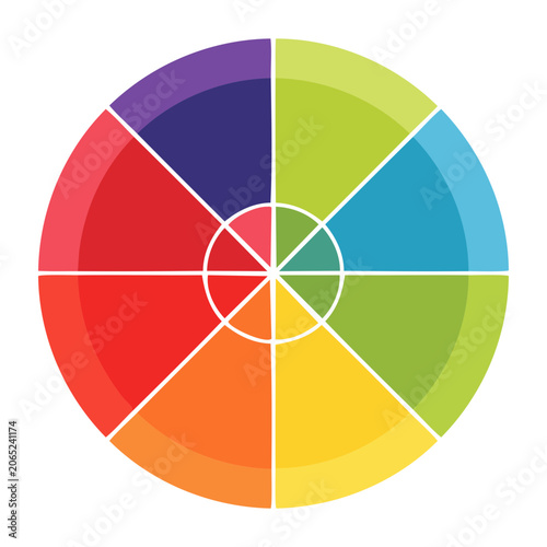 Flat design color wheel with eight segments