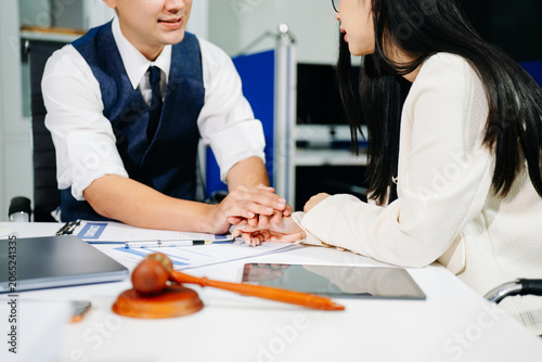 Quadro su tela Business Asian woman or judge consult and conference having team meeting with cl