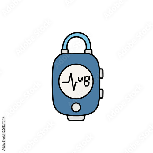 Smartwatch with heart rate monitor display.