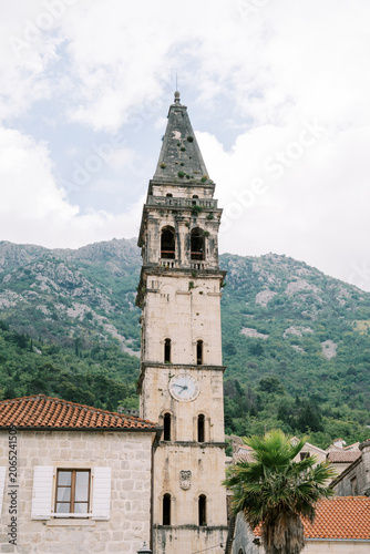 Saint Nicholas Church bell tower in Perast Montenegro