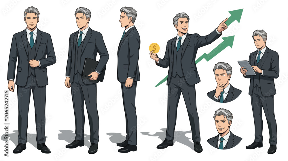 Obraz premium Business Man Poses and Actions Collection.