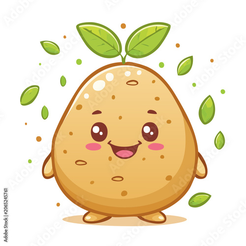 Cartoon pumpkin with leaves and vines