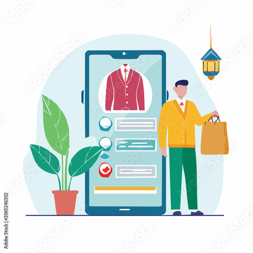 Man Shopping Online for Clothes on a Smartphone