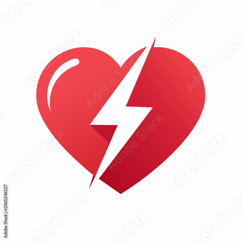 Red Heart with Lightning Bolt Icon