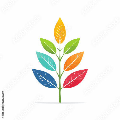 Stylized Plant with Colorful Leaves