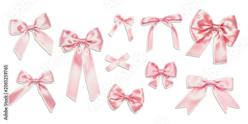 Vector pink halftone bows. Stickers for trendy collage design.