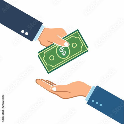 Hand giving money to another hand