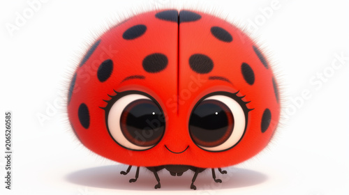 Funny ladybug isolated on white background