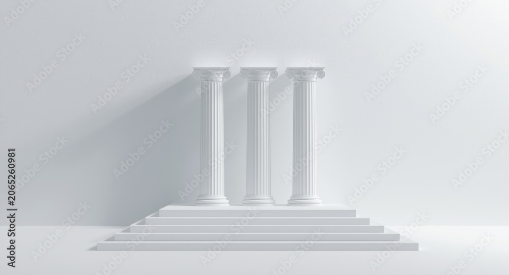 Naklejka premium Minimalist illustration of three classic columns symbolizing SEO authority relevance and experience