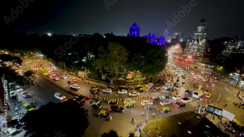 Mumbai Urban Congestion Night with Moving Car Tail Lights 4K Video