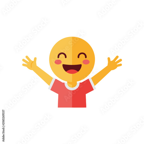 Quadro su tela Smiling Face Emoji Wearing Red Shirt.