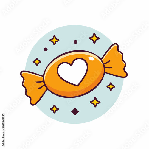 Orange Candy with Heart Icon