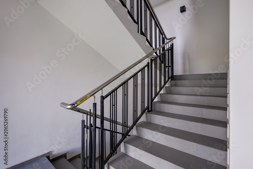 stairs emergency and evacuation exit stair in up ladder in a new office building