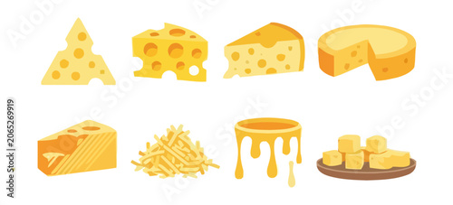 Fotografija A vibrant digital illustration of various cheese types and cheese board arrangem