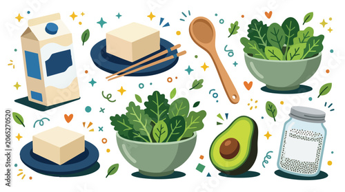 Healthy Vegan Food Ingredients Assortment.