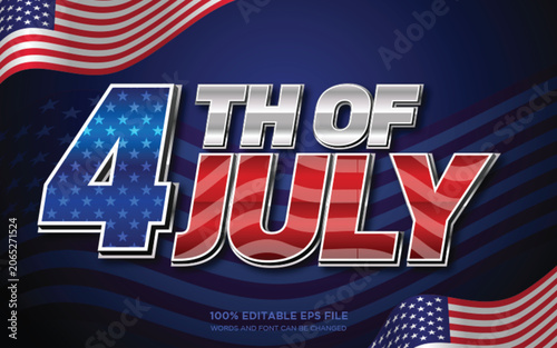 Independence Day 3D Editable text style effect