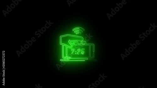 green Neon Digital Alarm Clock Displaying 07:25 digital clock