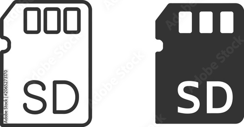Cuadro en lienzo SD Card Icon Vector Glyph and Thin Stroke Design for Digital Storage, Memory Dev