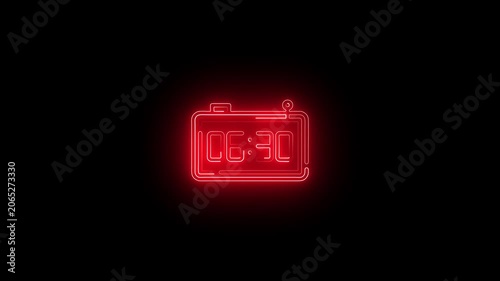 red Neon Digital Alarm Clock Displaying 06:30 digital clock