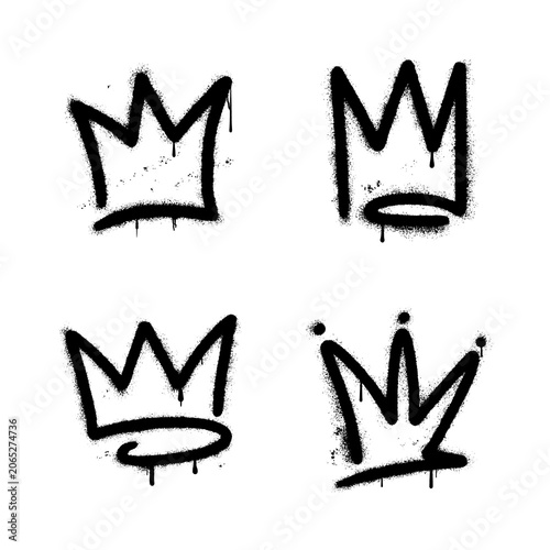 Graffiti spray paint crown set collection of urban street art symbols