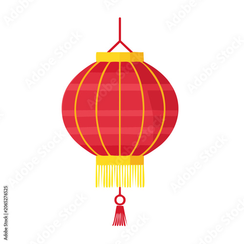 Flat design red and yellow lighthouse icon