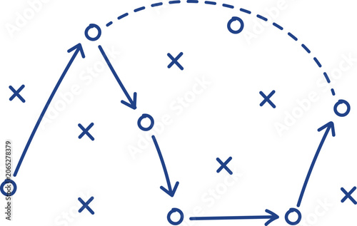Obraz na plátně Scheme for training of football team, soccer tactic, game play strategy, player