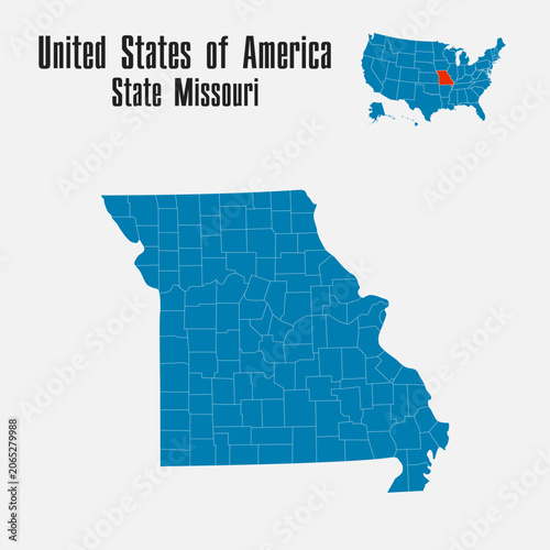 Vector map of the USA - State Missouri