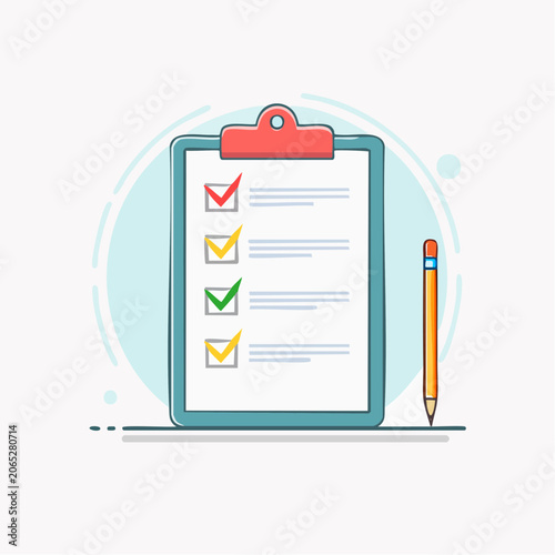 Clipboard with checklist and pencil