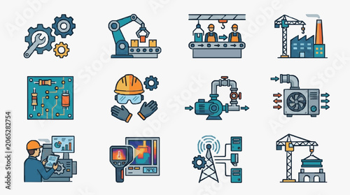 Fotografi Industrial Technology Workforce Icons.