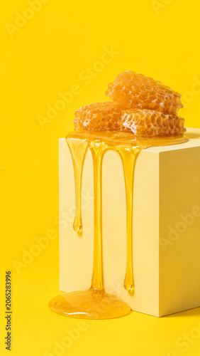 Honeycomb with Honey Dripping