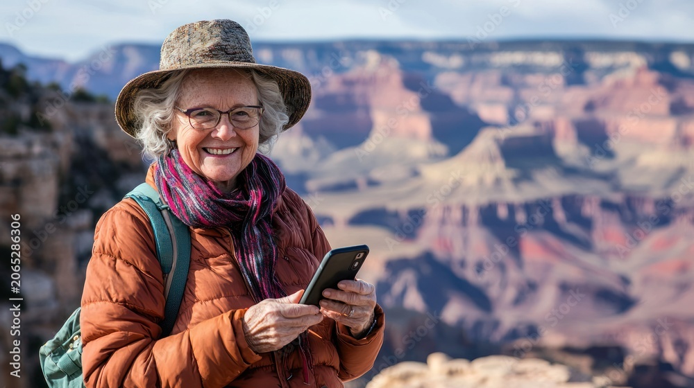 Fototapeta premium Senior woman with phone outdoors