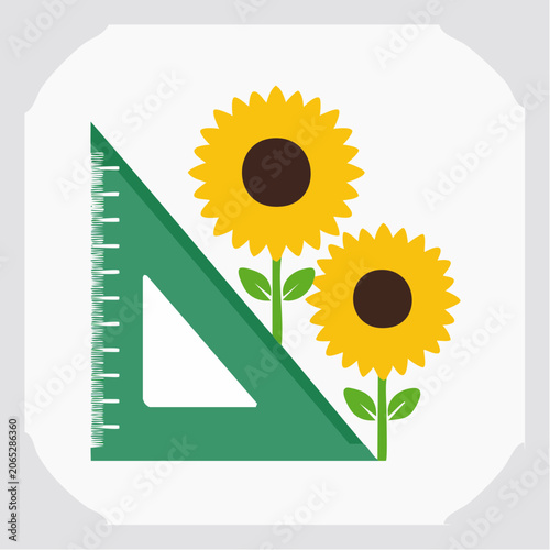 Triangle Ruler and Sunflowers Icon