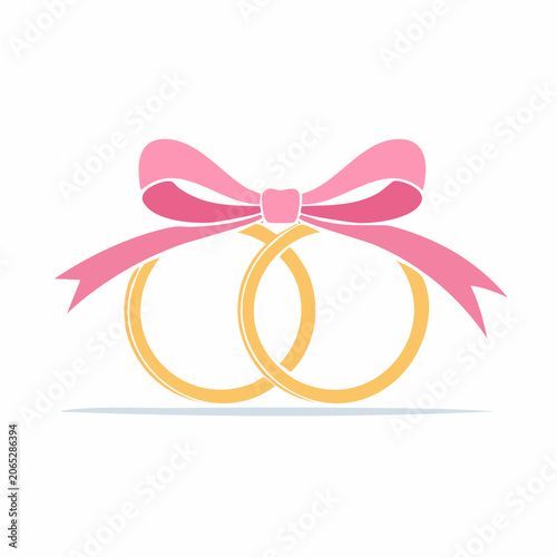Wedding Rings with Pink Bow
