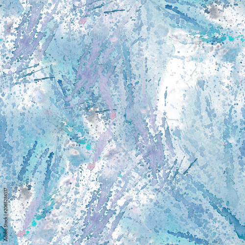 and-painted watercolor seamless pattern with cool blue, teal and purple washes, brush strokes and splatters Ideal as a textured background for digital paper, scrapbooking, packaging and textile design