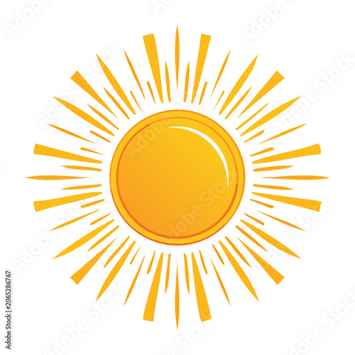 Bright sun with rays illustration on transparent background