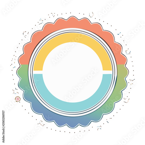 Colorful scalloped circular frame illustration