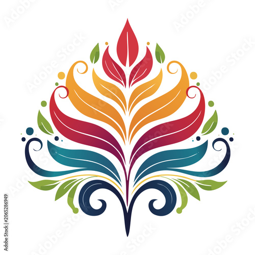 Colorful symmetrical ornamental floral design
