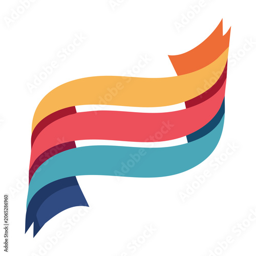 Curved multicolor ribbon vector