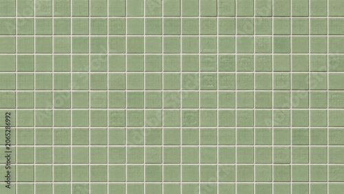 Sage green square ceramic tile grid with subtle texture and white grout, repeating pattern for wall, backsplash, or flooring