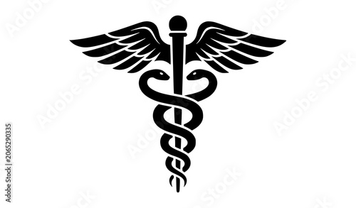Schilderij op canvas Caduceus symbol medical icon with snakes and wings