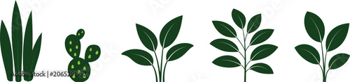 Potted Houseplant and Indoor Plant Icons Collection with Outline, Glyph and Colored Styles Vector Botanical Decoration Set Transparent Background