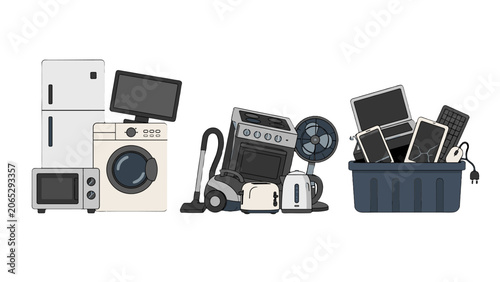 Bild auf Leinwand Pile of discarded household appliances and electronic waste