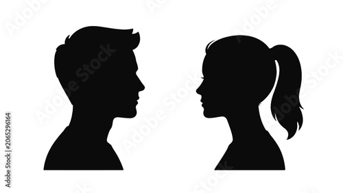 Foto Male and female profile silhouette avatars facing each other